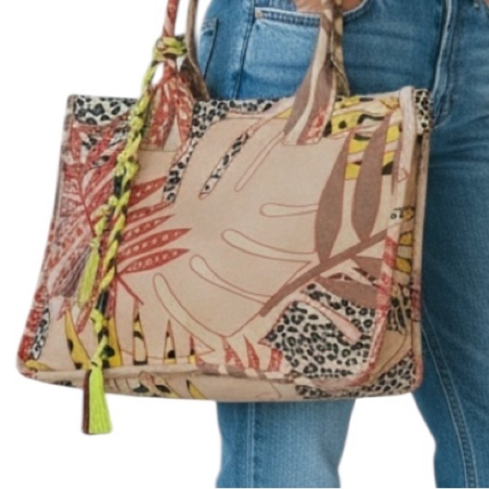 Vince Camuto Orla Tote Tropical Animal Print Canvas Tote Bag